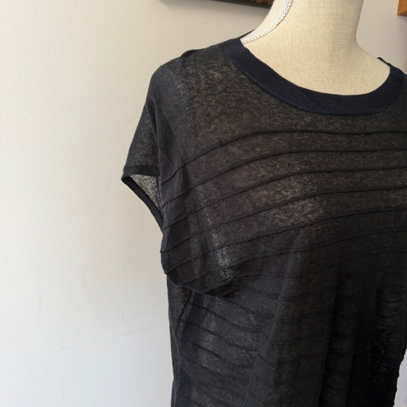 Rag & Bone Noreen Top Black Navy Sheer S - Picture 3 of 6